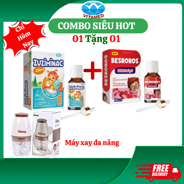 Combo siêu hot bộ đôi vi chất bổ sung Sắt BESROROS+ Kẽm ZUZIMINAC tặng quà khủng