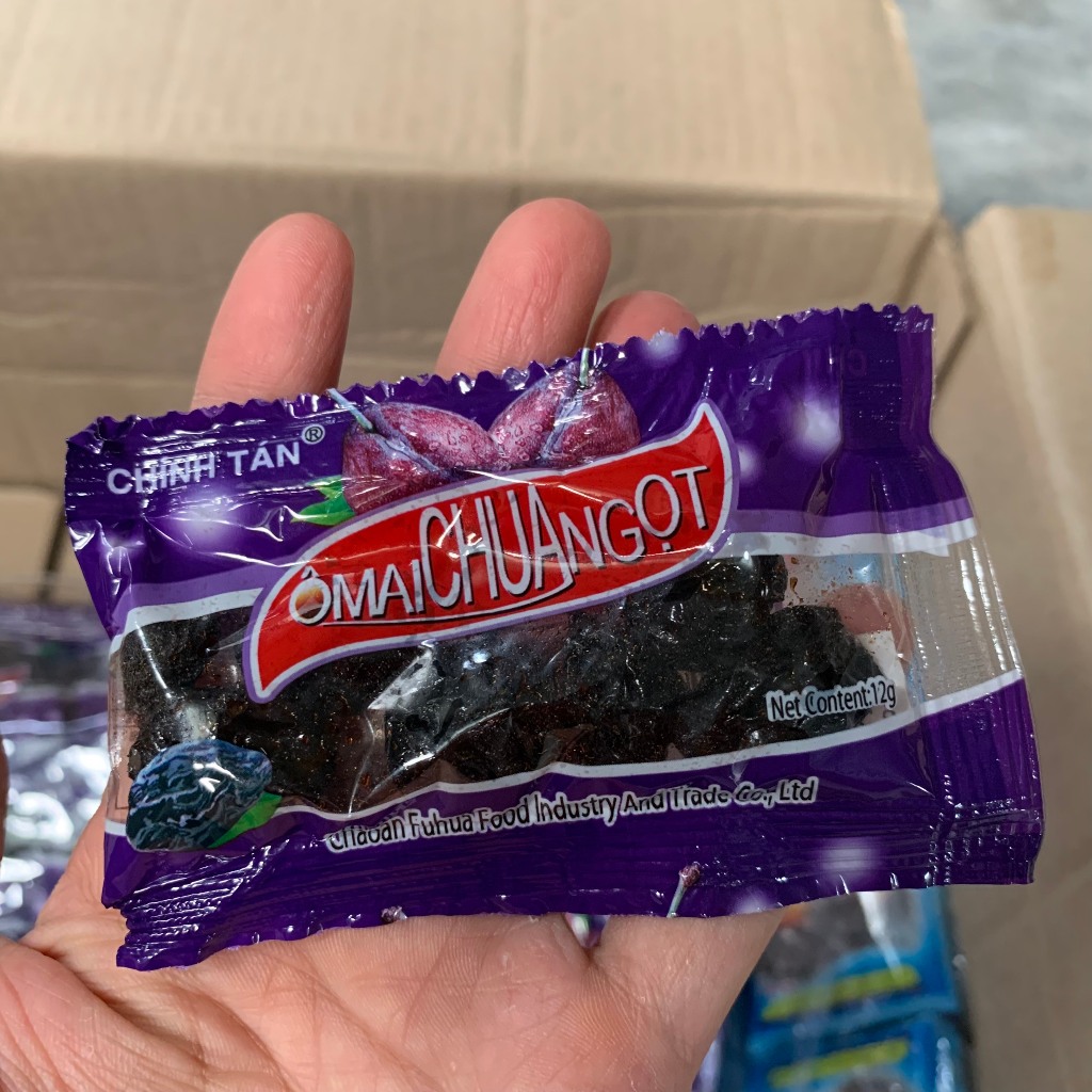 Bịch 60 Gói Ô Mai Táo Tím Chua Ngọt Hương Vị Tuổi Thơ, Gói 12gr - Đồ Ăn Vặt Cổng Trường