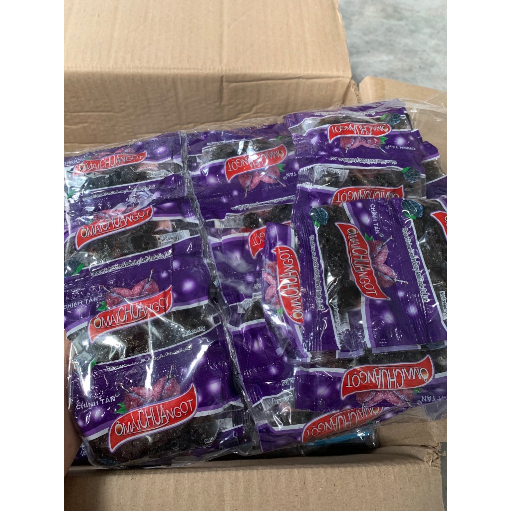 Bịch 60 Gói Ô Mai Táo Tím Chua Ngọt Hương Vị Tuổi Thơ, Gói 12gr - Đồ Ăn Vặt Cổng Trường