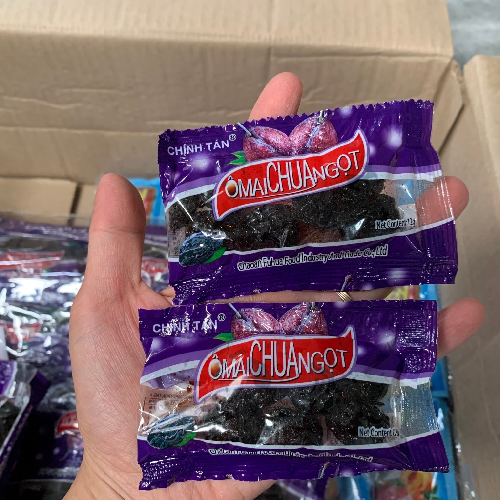 Bịch 60 Gói Ô Mai Táo Tím Chua Ngọt Hương Vị Tuổi Thơ, Gói 12gr - Đồ Ăn Vặt Cổng Trường