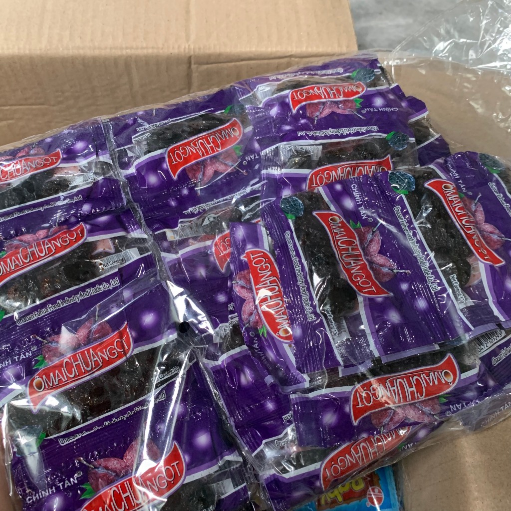 Bịch 60 Gói Ô Mai Táo Tím Chua Ngọt Hương Vị Tuổi Thơ, Gói 12gr - Đồ Ăn Vặt Cổng Trường
