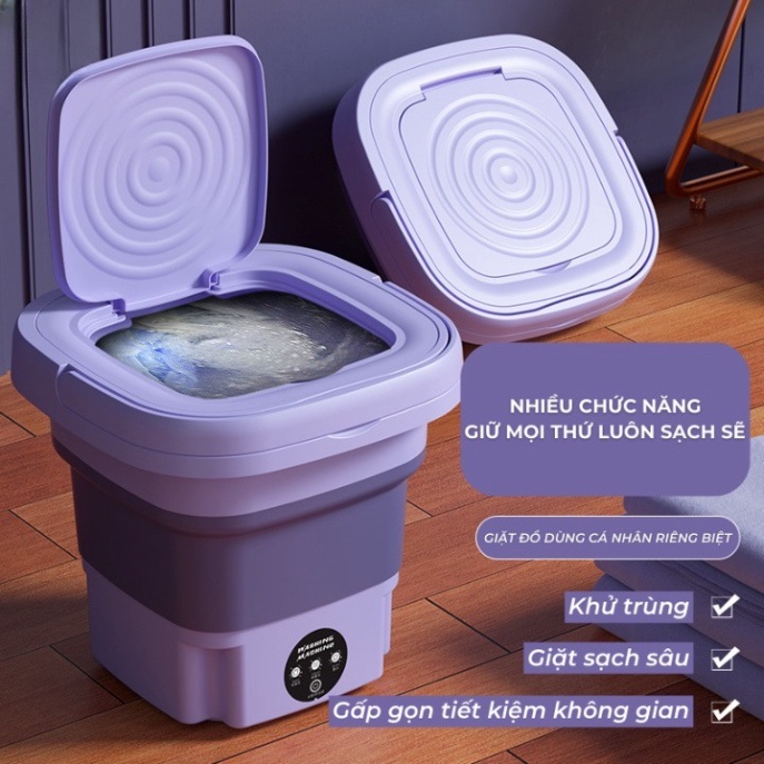 Máy Giặt Mini Gấp Gọn SUMI - Máy Giặt Tất, Đồ Lót, Đồ Cho Bé Khử Khuẩn Bằng Ánh Sáng Xanh Công Suất 36W