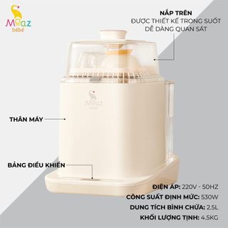 Máy rửa bình sữa tiệt trùng sấy khô Moaz BéBé MB-064 MB064 / Bình đun nước pha sữa di động Moaz MB058