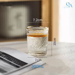(Loại Đẹp) Cốc Thủy Tinh Hoa Mặt Trời Viền Vàng Cao Cấp | Ly Thủy Tinh Cao Cấp HONGLI