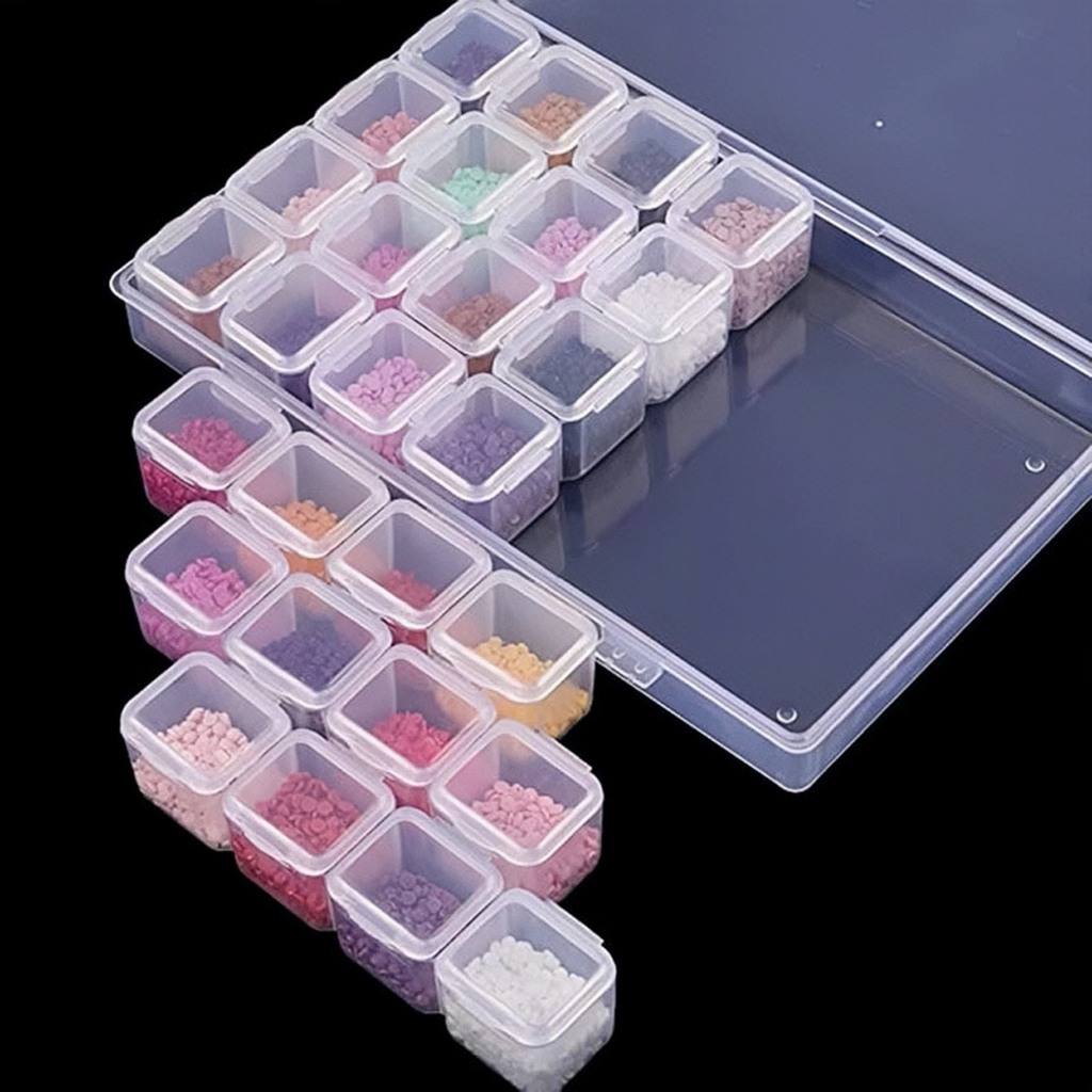 [Sản Phẩm Mới] Hộp nhựa đựng đá, charm, phụ kiện nail 28 ô hộp rời