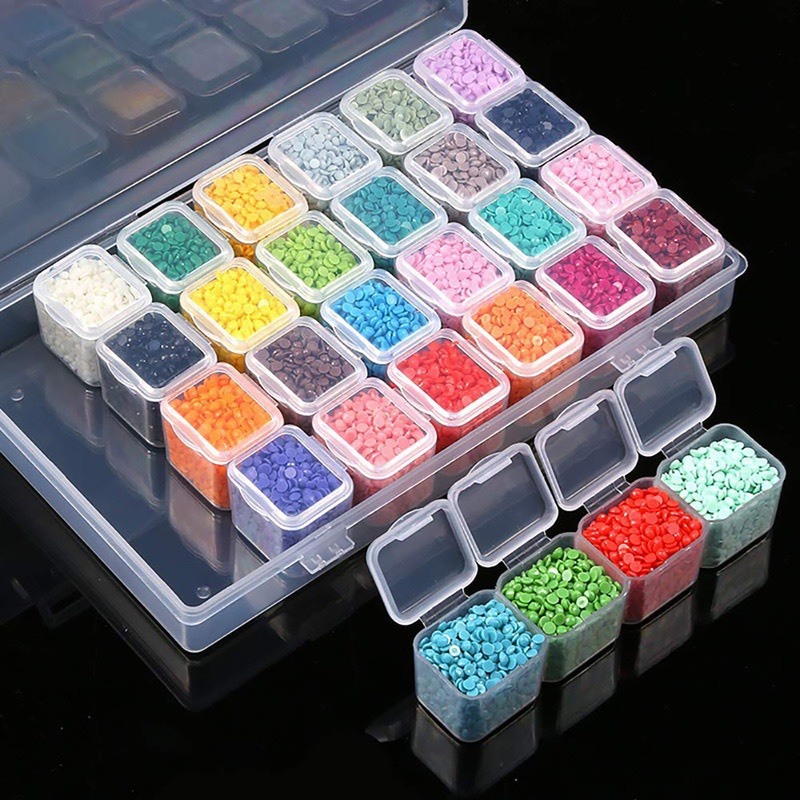 [Sản Phẩm Mới] Hộp nhựa đựng đá, charm, phụ kiện nail 28 ô hộp rời