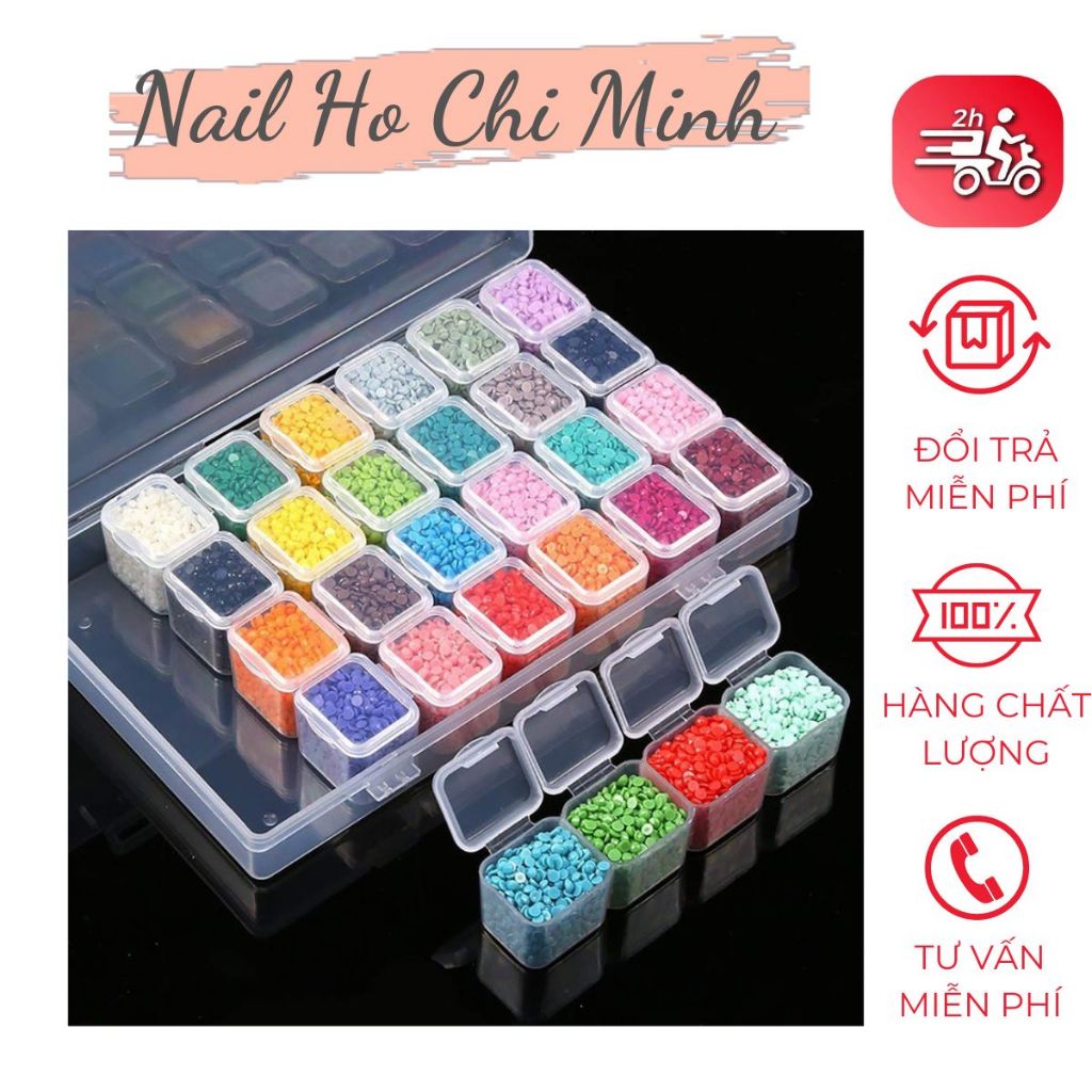 [Sản Phẩm Mới] Hộp nhựa đựng đá, charm, phụ kiện nail 28 ô hộp rời