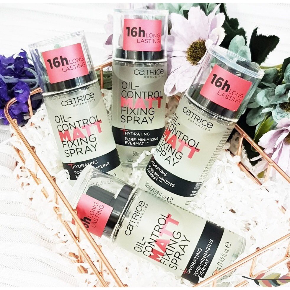 XỊT KHÓA NỀN 16h CỐ ĐỊNH TRANG ĐIỂM CATRICE OIL-CONTROL MATT FIXING SPRAY 16H LONG LASTING 50ML - AHB Cosmetics