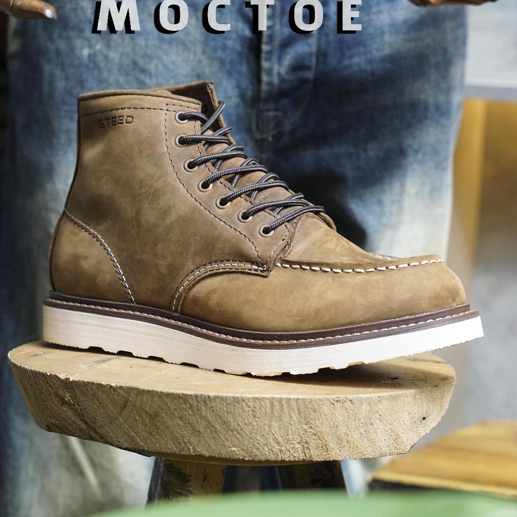 giày boots nam cổ cao moctoe da bò sáp đế cao su non tăng chiều cao 4 ...