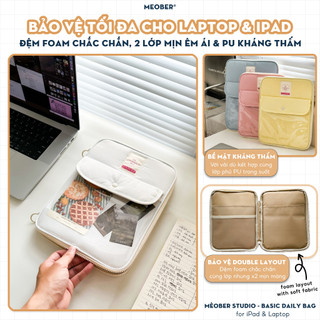 Túi chống sốc cho iPad & Laptop đa năng Basic Daily - Thiết kế tối giản pastel, chia ngăn thông minh bảo vệ by mèober