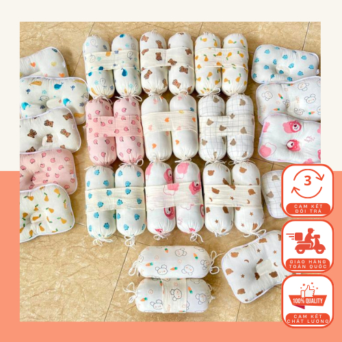 Bộ gối chặn bông xô Muslin chống giật mình và cố định tư thế ngủ cho bé TK01 Gối Ngủ