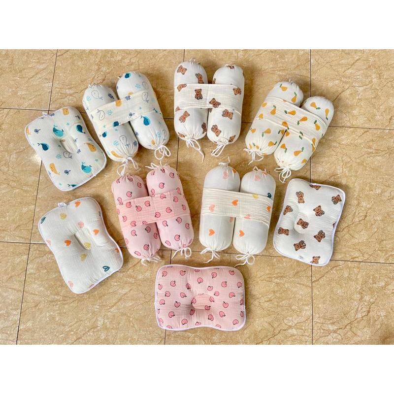 Bộ gối chặn bông xô Muslin chống giật mình và cố định tư thế ngủ cho bé TK01 Gối Ngủ