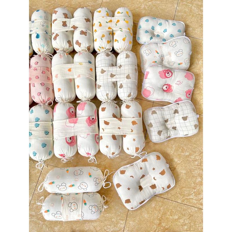 Bộ gối chặn bông xô Muslin chống giật mình và cố định tư thế ngủ cho bé TK01 Gối Ngủ