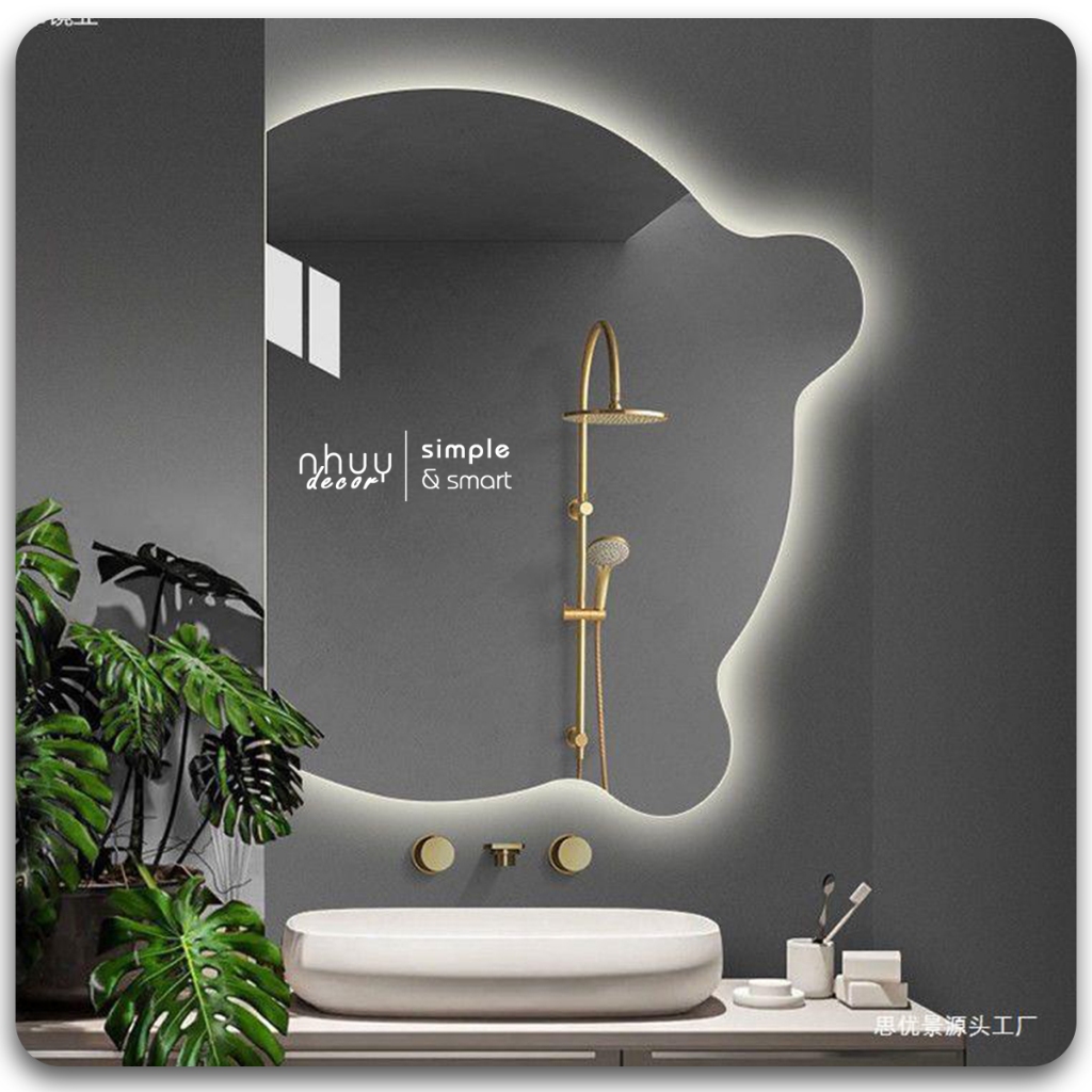 Gương đầu gấu LED hắt cảm ứng cao cấp,phôi NHẬP KHẨU