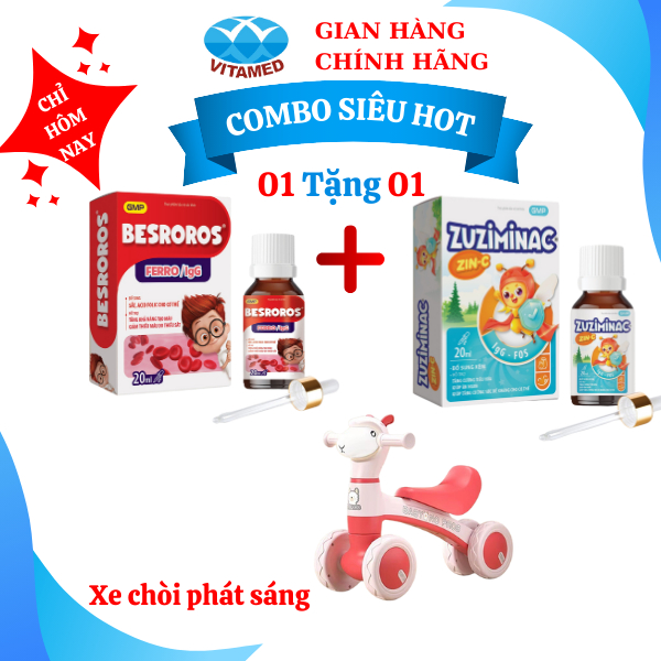 Combo siêu hot Bộ đôi vi chất bổ sung Sắt BESROROS + kẽm ZUZIMINAC tặng quà khủng