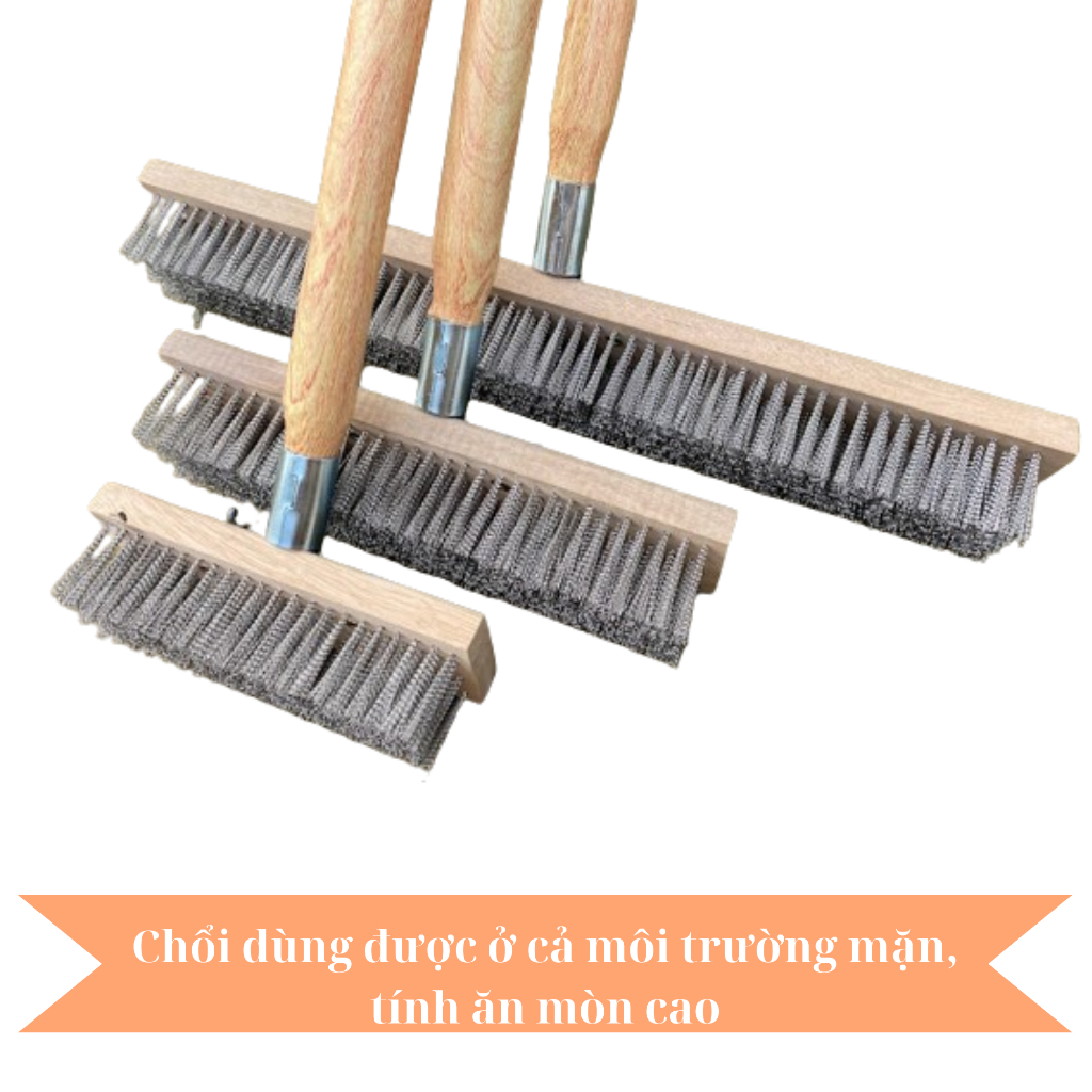 Chổi sắt chà rêu sợi inox không gỉ chà sân vườn, bể bơi, lối đi, chuồng ...