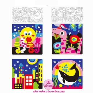Bộ Tranh Cát Nghệ Thuật Cho Bé – Full Set 16 Tranh, 8 Màu Cát, Đồ Chơi Giúp Bé Tránh Xa Điện Thoại