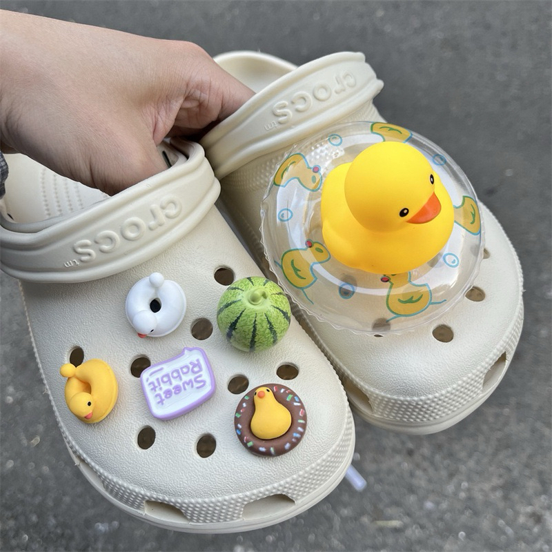 Set Charm Sticker Vịt đi bơi vịt phao phụ kiện trang trí gắn dép sục ...