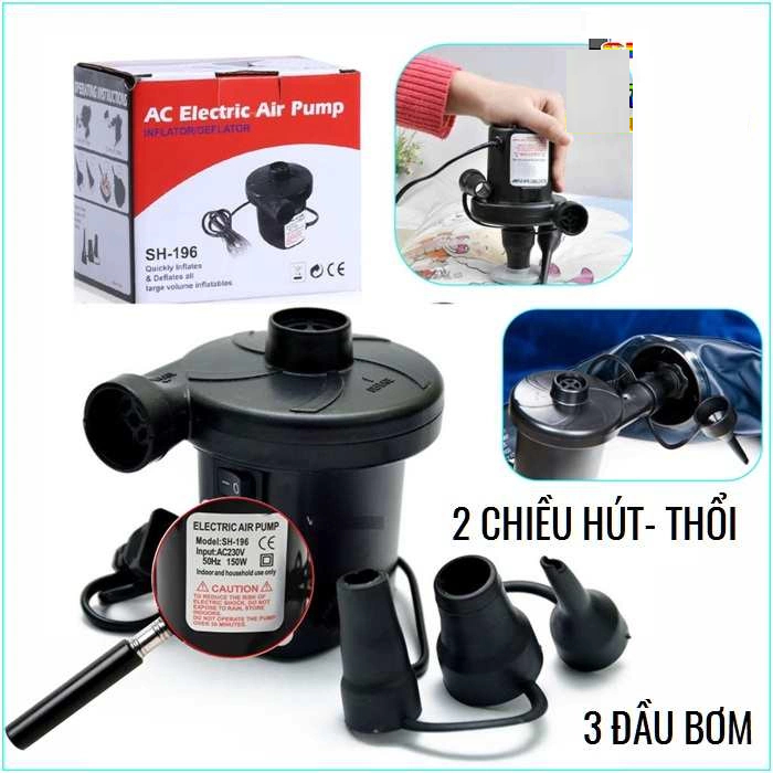 Bơm điện mini 2 chiều bơm và hút kèm phụ kiện cao cấp