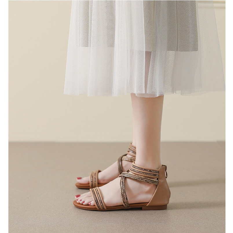 [Chính hãng]Giày sandal chiến binh nữ boho XIANGLV basic thổ cẩm 1.5cm, sandal nữ quai ngang, giày dây NH19 - Laylalay.n