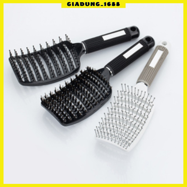 Lược chải tóc gỡ rối có lông, lược bán nguyệt tạo phồng tóc lượt bản to sấy tạo kiểu massage đầu (   hot)