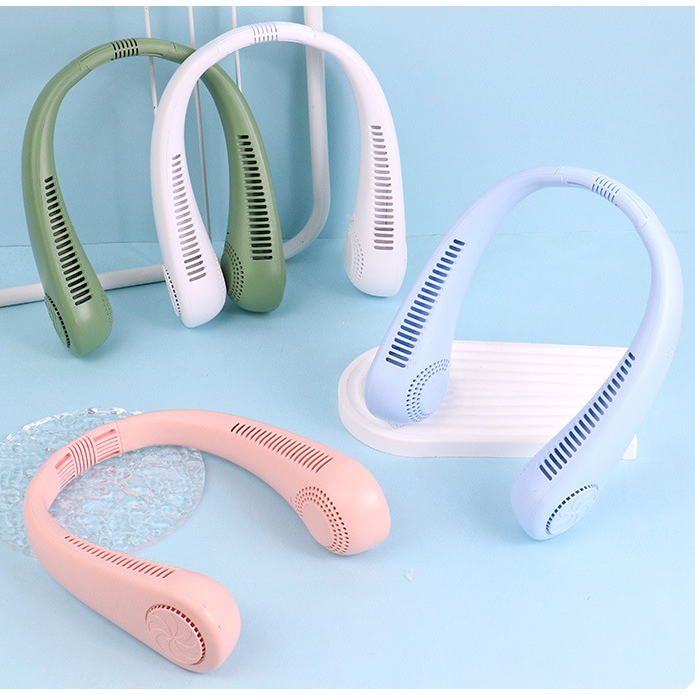 Quạt đeo cổ mini không cánh tích điện pin trâu 4000mAh, 3 cấp độ gió, kiểu dáng thời trang, quạt treo cổ