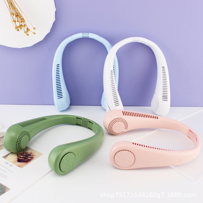 Quạt đeo cổ mini không cánh tích điện pin trâu 4000mAh, 3 cấp độ gió, kiểu dáng thời trang, quạt treo cổ