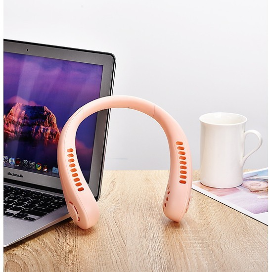 Quạt đeo cổ mini không cánh tích điện pin trâu 4000mAh, 3 cấp độ gió, kiểu dáng thời trang, quạt treo cổ