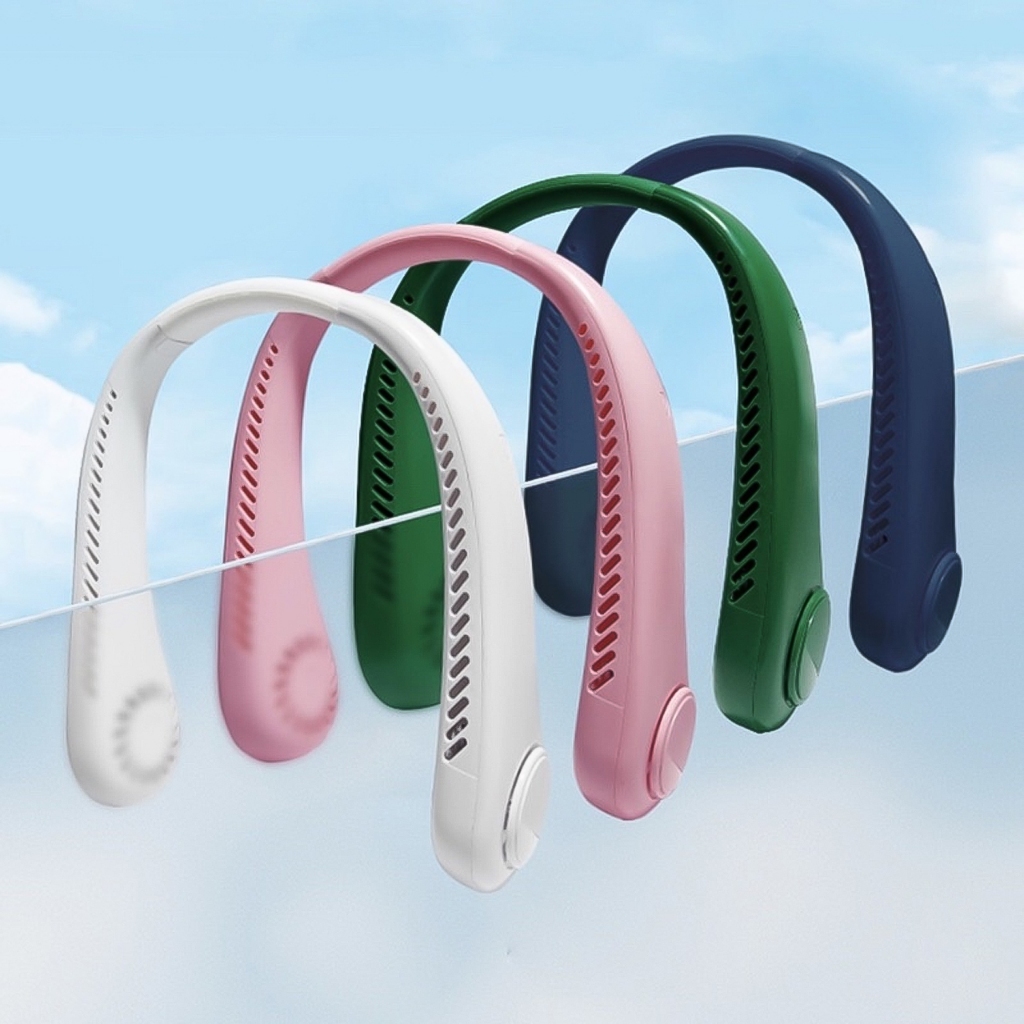 Quạt đeo cổ mini không cánh tích điện pin trâu 4000mAh, 3 cấp độ gió, kiểu dáng thời trang, quạt treo cổ