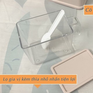 Bộ 4 hũ đựng gia vị cao cấp nhựa trắng trong, Hũ đựng gia vị nhựa cao cấp Nhựa Việt Nhật 2939
