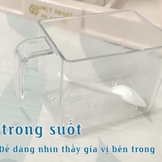 Bộ 4 hũ đựng gia vị cao cấp nhựa trắng trong, Hũ đựng gia vị nhựa cao cấp Nhựa Việt Nhật 2939