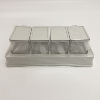 Bộ 4 hũ đựng gia vị cao cấp nhựa trắng trong, Hũ đựng gia vị nhựa cao cấp Nhựa Việt Nhật 2939