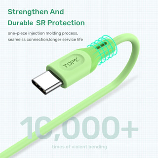 Cáp Sạc Nhanh TYPE C - 3A Topk Silicone Mềm Dẻo