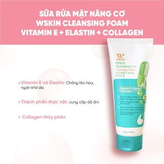 Sữa Rửa Mặt Nâng Cơ Wskin Power Rejuvenation Vitamin E + Elastin + Collagen
