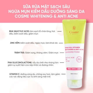 Sữa rửa mặt kiềm dầu giảm mụn COSME Whitening Anti Acne