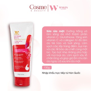 Sữa Rửa Mặt Trắng Da Wskin Extreme White Glutathione Pearl Vitamin C