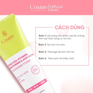 Sữa rửa mặt kiềm dầu giảm mụn COSME Whitening Anti Acne