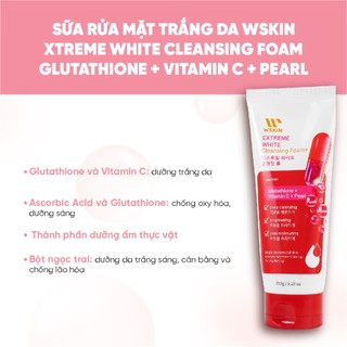 Sữa Rửa Mặt Trắng Da Wskin Extreme White Glutathione Pearl Vitamin C