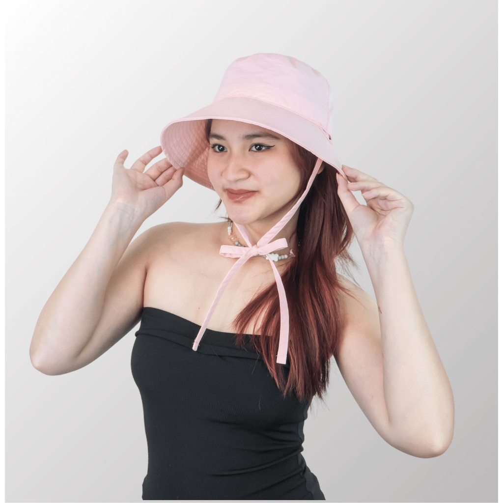 Mũ nón Bucket Dây Nơ Vải Dù Mỏng Nhẹ - Đội nhiều kiểu - Phong Cách Ulzzang - Pastelish