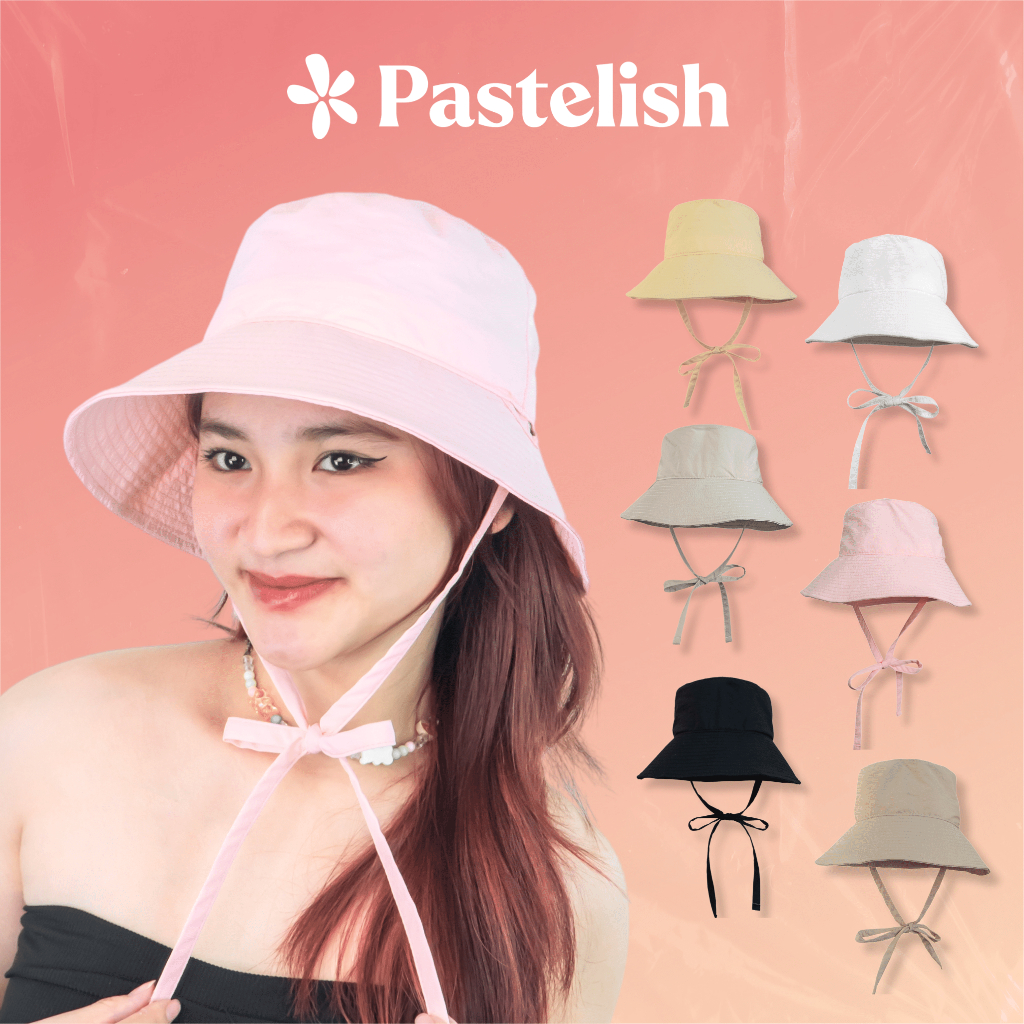 Mũ nón Bucket Dây Nơ Vải Dù Mỏng Nhẹ - Đội nhiều kiểu - Phong Cách Ulzzang - Pastelish