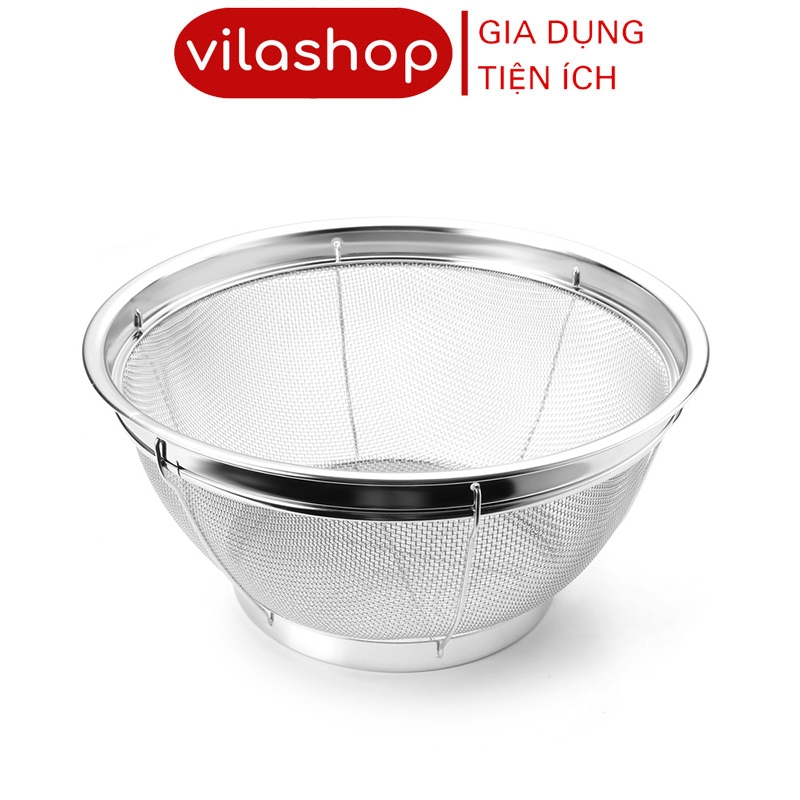 Rá Inox Sâu Lòng 22cm Vilahome, Rổ Có Đai Mắt Lưới 1.5mm Chất Liệu Inox ...