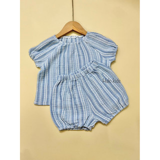 Bộ cộc tay mặc nhà chất liệu Xô muslin mềm mại xinh xắn cho bé gái