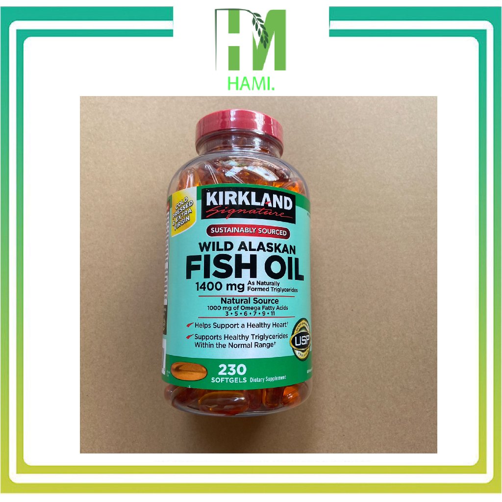 Dầu cá Fish oil Kirkland Wild Alaskan Fish Oil 1400mg hộp 230 viên của