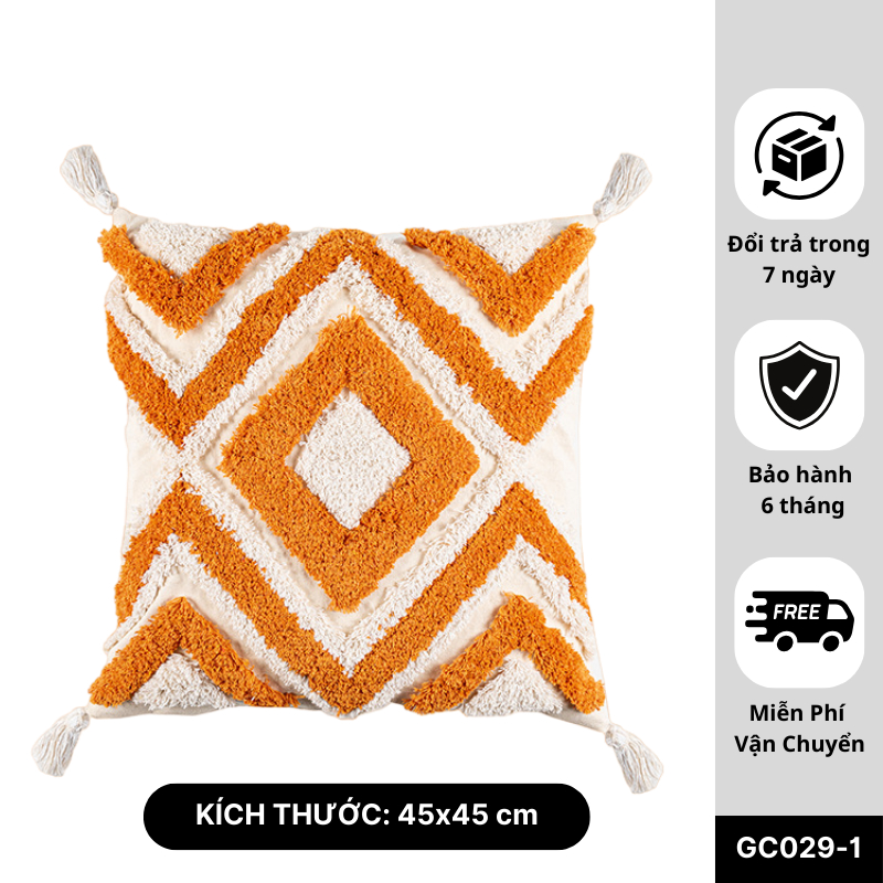Gối Sofa Tua Rua Tông Cam, Gối Trang Trí Sofa Cao Cấp, Hiện Đại Cho ...