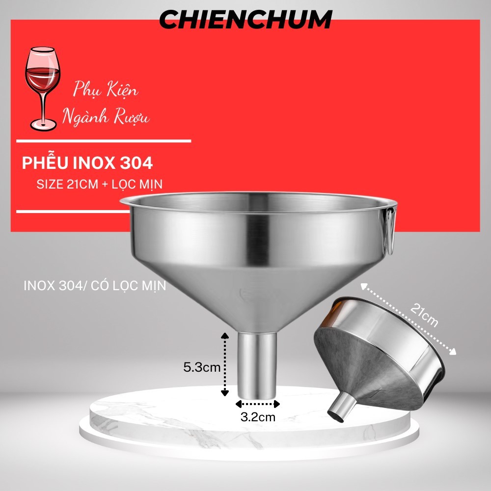 Phễu Inox 304 Size To, Phễu Inox To, Phễu Inox Có Ngăn Lưới Lọc ...