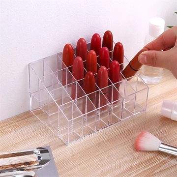 Kệ Mica Trưng Bày Son Môi Chất Liệu Nhựa Trong Suốt 24 Ô, Kệ Đựng Mỹ Phẩm Mica Nhiều Ngăn Thiết Kế Nhỏ Gọn Chắc Chắn.