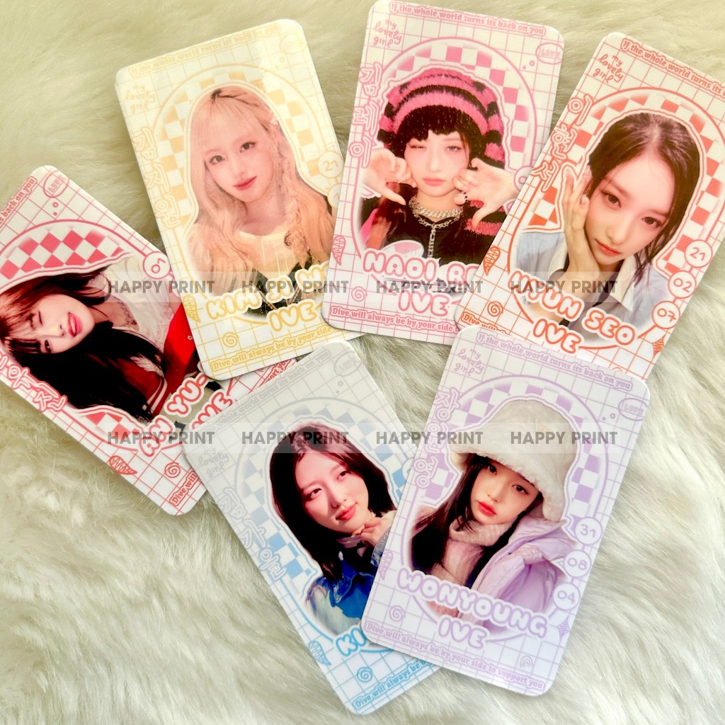 SET 6CARD DES IVE - photocard hình ảnh thiết kế nhóm nhạc IVE: Gaeul, Yujin, Rei, Wonyoung, Liz và Leeseo; freebies