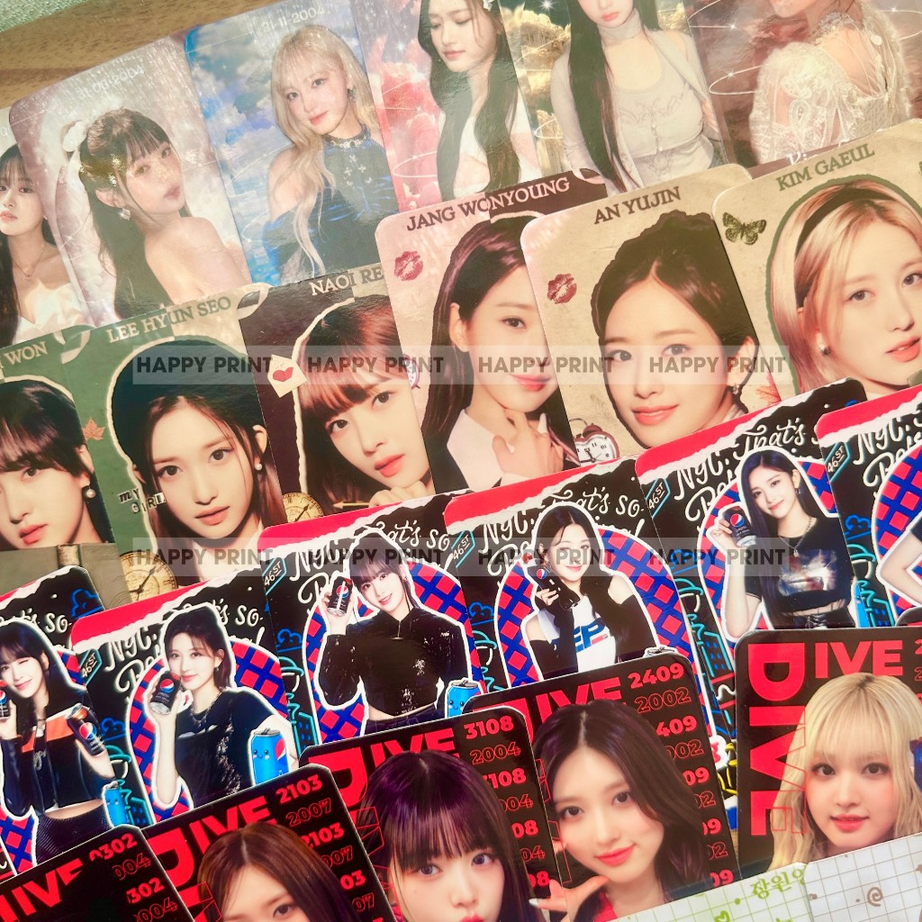 SET 6CARD DES IVE - photocard hình ảnh thiết kế nhóm nhạc IVE: Gaeul, Yujin, Rei, Wonyoung, Liz và Leeseo; freebies