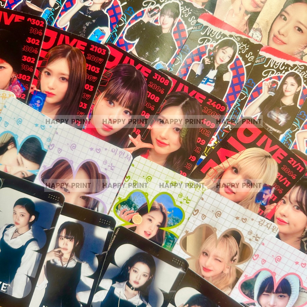 SET 6CARD DES IVE - photocard hình ảnh thiết kế nhóm nhạc IVE: Gaeul, Yujin, Rei, Wonyoung, Liz và Leeseo; freebies