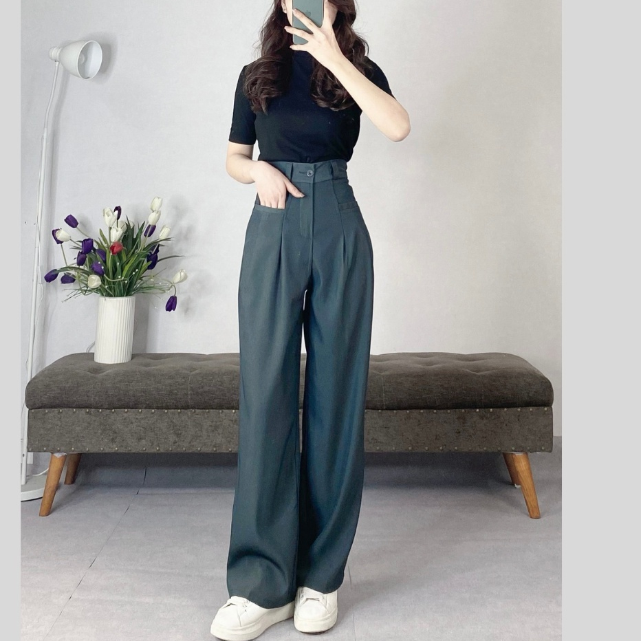 Ảnh Quần công sở nữ ống suông túi ngang , chất chéo Ruby cao cấp EMIX Quansuong258/P1K10.11 2